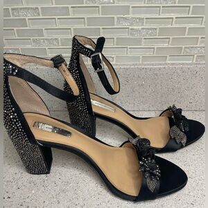INC Size 9 International Concepts Elegant Black Embellished Women's Block Heels